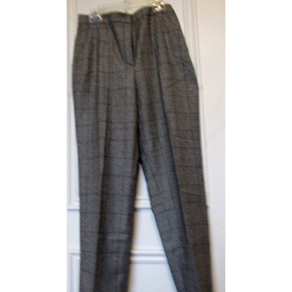 Massimo Dutti Checkered Pants women wool Size 4, Grey - New With Tags,